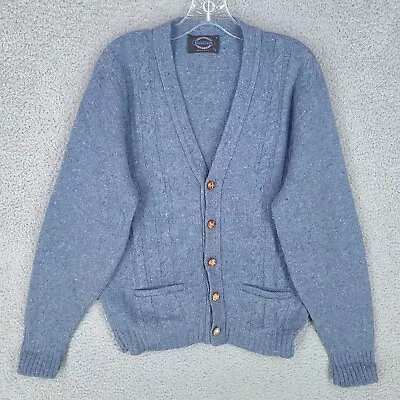 Vintage Jantzen Sweater Mens Medium Cardigan Blue Grandpa 70% Wool Fisherman  • $24