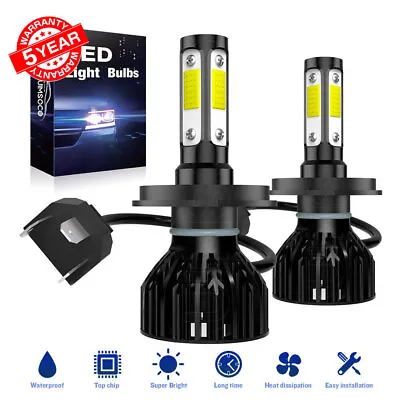 H4 9003 LED Headlight Bulbs Conversion Kit High Low Beam 6000K White 2Pcs 4-SIDE • $29.99