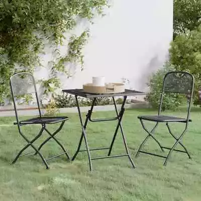 Outdoor Garden Dining Set Foldable Metal Mesh Patio Furniture Weather Resistant • $185.85