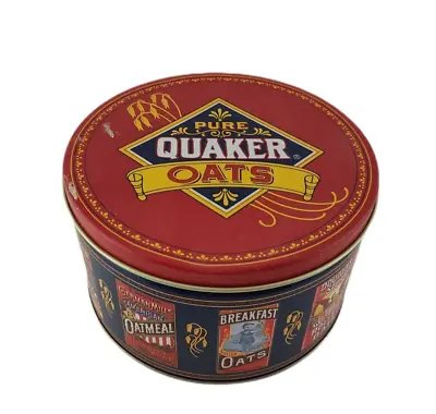 Vintage 1991 Pure Quaker Oats Empty Collector Tin Round Canister Cookie Tin #1 • $9.98