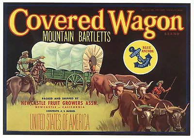 $8.99 • Buy *Original* COVERED WAGON Train Pioneer Horse WESTERN Pear Label NOT A COPY!!