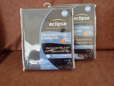 ECLIPSE BLACKOUT CURTAINS 42  X 84  Corinne Grey One Rod Pocket - NEW 2 PANELS • $20