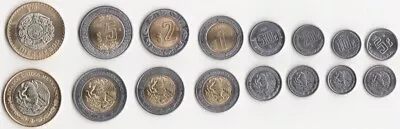 Mexico - Set 8 Coins 5 10 20 50 Cents 1 2 5 10 Pesos 2001 - 2022 UNC Lemberg-Zp • $7.99