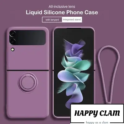 $13.99 • Buy Samsung Galaxy Zflip3 Flip4 Candy Colors Liquid Silicone Ring Stand Holder Case