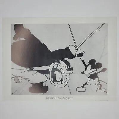 Gallopin' Gaucho Lithograph Mickey Mouse Peg Leg Pete Disney 8x11 Vintage Print • $15