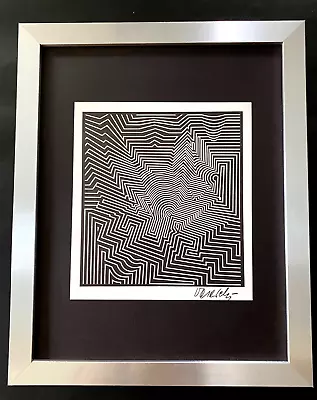 VICTOR VASARELY  PRINT FROM 1970 + SIGNED GEOMETRIC ABSTRACT +NEW FRAME 14x11in. • $149