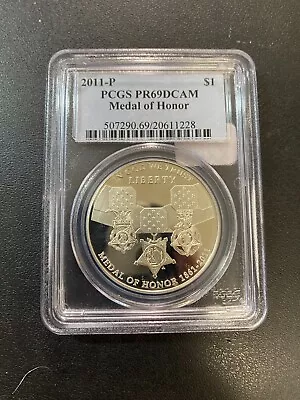 2011 P Proof Medal Of Honor Commemorative Silver Dollar Pcgs Pr-69 Dcam - $1 • $61.75