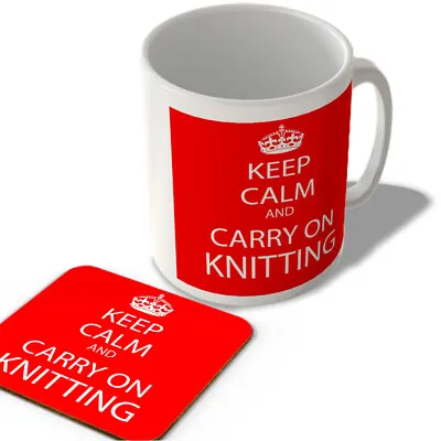 Keep Calm And Carry On Knitting - Mug And Coaster Set • £12.99