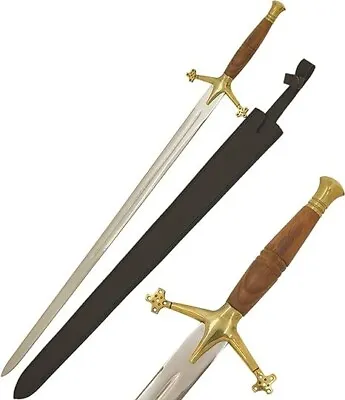 42  Medieval Warrior Fantasy Claymore Real Sword With Black Leather Sheath • $59.99