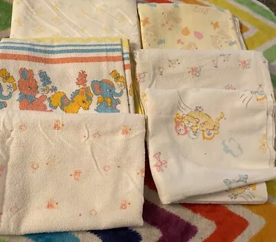 Lot 6 Baby Flannel Receiving Blankets Fabric Material Vintage Unisex • $5.88