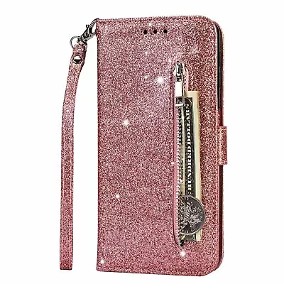 $14.99 • Buy For Samsung S22 S21/S20 FE Ultra S10 Plus S9 8 Case Leather Wallet Glitter Cover