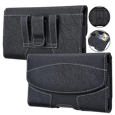 For IPhone 15 14 13 12 Pro Max XS Leather Belt Clip Holster Carrying Pouch Case • $12.95