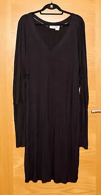 LAURA CLEMENT-LA REDOUTE UK 20-22 Black FAB V-Neck Batwing Dress 52 CH +Stretch • £22