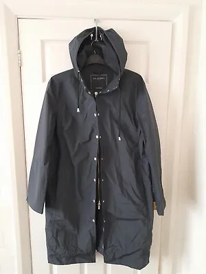 Ilse Jacobsen Hornbaek Navy Blue Women Water Repellent Rain Coat +Hoodie Size XL • £65