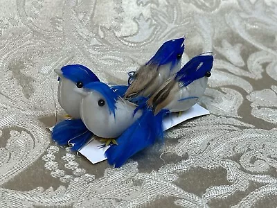 Blue Feathered Birds Wired Christmas Craft Decor Set  Of 4 • $10.95