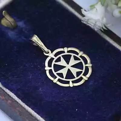 Vintage Sterling Silver Maltese Cross Pendant - Openwork | Gold Plated • £22.95