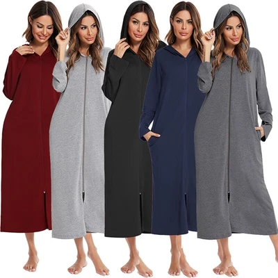 $41.35 • Buy Womens Dressing Gown Long Hooded Robe Pjs Pajama Night-Lounge Travel Winter AU