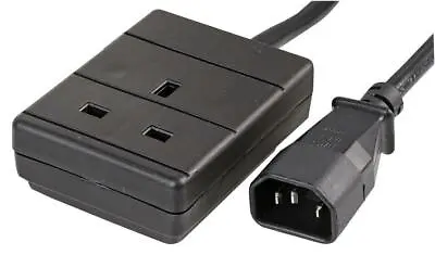 Power Extension Cable IEC C14 Male Plug To UK Mains Female Socket 13A Black 0.5m • £4.95