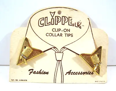 Vintage Clipper Rhinestone Boots Goldtone Western Collar Tips Original Display • $24.99