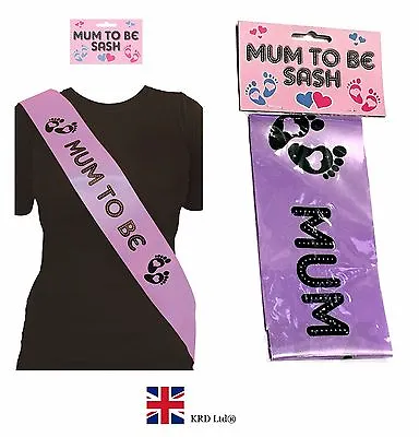 MUM TO BE SASH Baby Shower Party Purple Satin Ribbon Accessory Mom Mummy Gift UK • £2.62