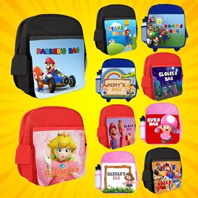 Personalised Backpack Any Name Kids Mario Design Girls Children Bag 53 • £19.99