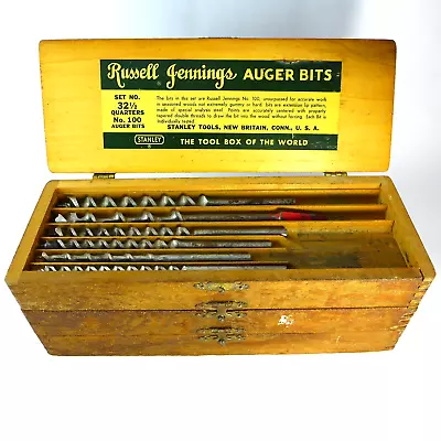 Vtg Stanley Russell Jennings 32 1/2 Quarters #100 Auger 13 Drill Bit Set • $89.99