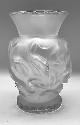 Vintage 1930s Barolac Lalique?  Swan & Ram Frosted Art Glass Vase • $125