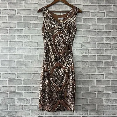 Vintage Sequins Embellished Maria Bonita Formal Event Gold Black Mini Dress Sz S • $8.89