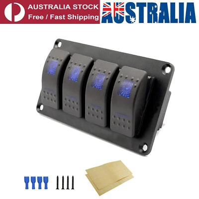 $28.69 • Buy 4 Gang 5 Pin Rocker Switch Panel, Waterproof On-Off Backlit Toggle Switches X4X6