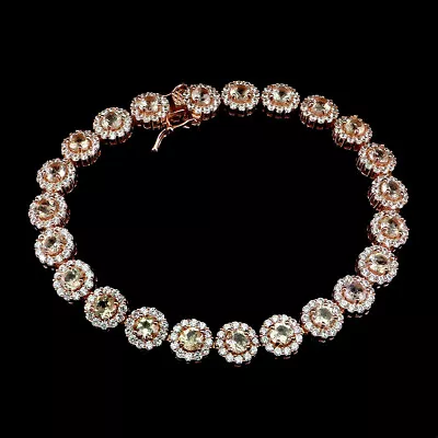 Round Morganite 4mm Simulated Cz Gemstone 925 Sterling Silver Jewelry Bracelet • $2.25