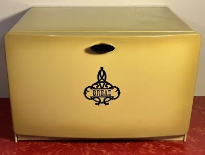 Vintage Mid Century Metal Bread Box Yellow Great Condition • $49.99