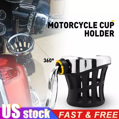 Motorcycle Universal Handlebar Cup Holder Drink W/ Mesh Basket Mount Durable NEW • $24.69