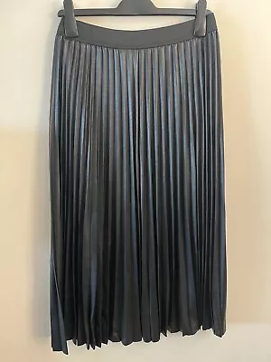 M&S Black Faux Leather Pleated Skirt. Size 10 BNWT • £4.99