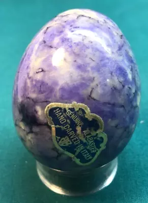 Beautiful 2 -Vintage Marble/Alabaster EGG-Blue/Purple-Hand Carved In ITALY • $5