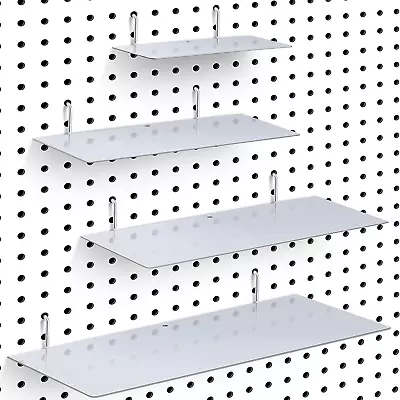 4 Pack Pegboard Shelves Wall Organizer Peg Board Shelf Brackets Pegboard Steel T • $37.68