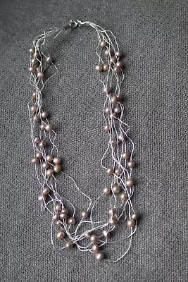 AAA Cultured Pearl  8X1 Blush Silver Thread Necklace 925 Sterling NWOT • $16.95