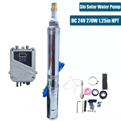 3  Solar Pump Submersible Pump Bore DC 24V 270W Deep Well Pump + MPPT Controller • $175.50