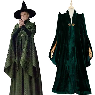 Minerva McGonagall Professor Cosplay Costume Dress Suit Green Robe • $14.48