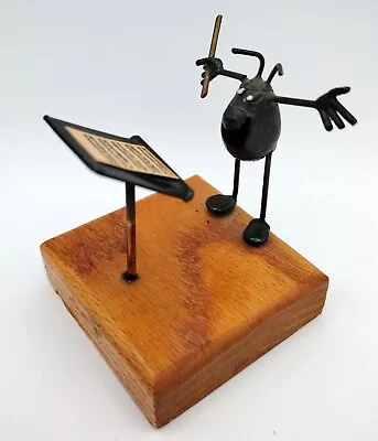 Vintage Metal Flea Music Conductor On Wood Block • $18.42