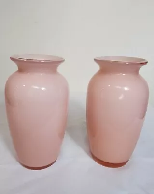 Laslo For Mikasa Pink Cased Art Glass Bud Vase Pair Made In Japan 5.5  • $20