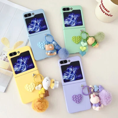 $22.99 • Buy For Samsung Galaxy Z Flip 5 4 3 Cartoon Bear Case Hairball Love Heart Hard Cover
