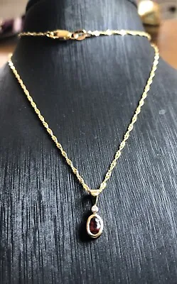 Fabulous Ladies Gift! Ruby Diamond Pendant 14ct  Gold 18in Twist Chain Necklace • £149.50