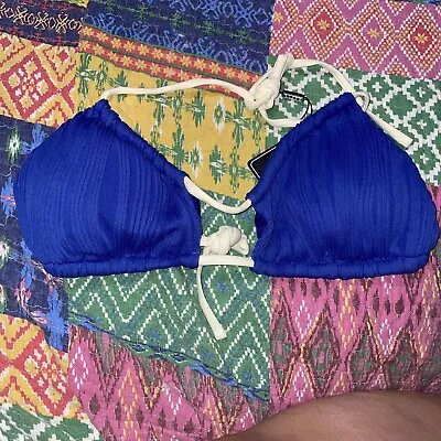 Zaful Women’s Bikini Top Swim Suit Blue Ribbed L Large Swimsuit Swimwear Bathing • $13.99