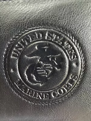 United States Marine Corps Wallet Mens Leather Black Bifold Embossed Emblem USMC • $17.99