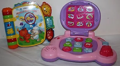 $17.99 • Buy LOT Vtech Educational Baby's Learning Laptop & Rhyme And Discover Book EUC