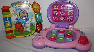 LOT Vtech Educational Baby's Learning Laptop & Rhyme And Discover Book EUC • $17.99