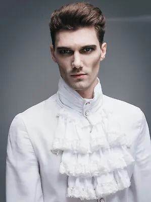 White Men's Formal Shirt Top Ruffle Collar Prom Party Wedding Groom Victorian • $80