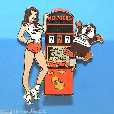 Hooters Girl Owl Hootie Jackpot Slot Machine Casino Hotel Las Vegas Lapel Pin • £17.34