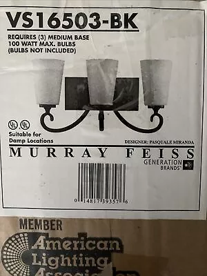 Black Murray Feiss 3-light Black Bathroom Vanity Light MSRP $249 • $132