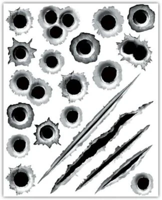 $3.99 • Buy 4pcs Waterproof Hole Cool Sticker 3D Bullet Fire Monster Scratch Decorations New